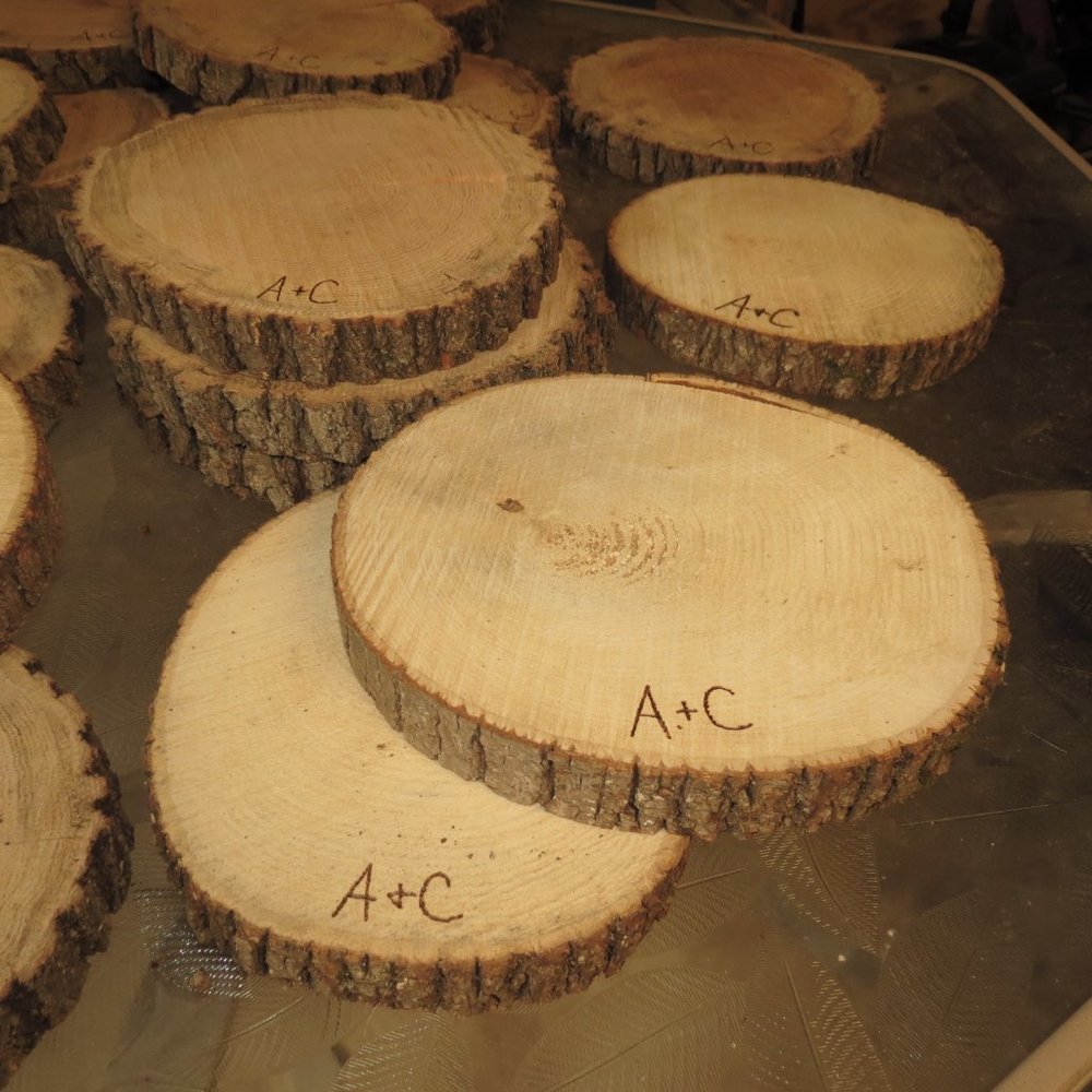 Personalized Round Rustic Wood Centerpieces